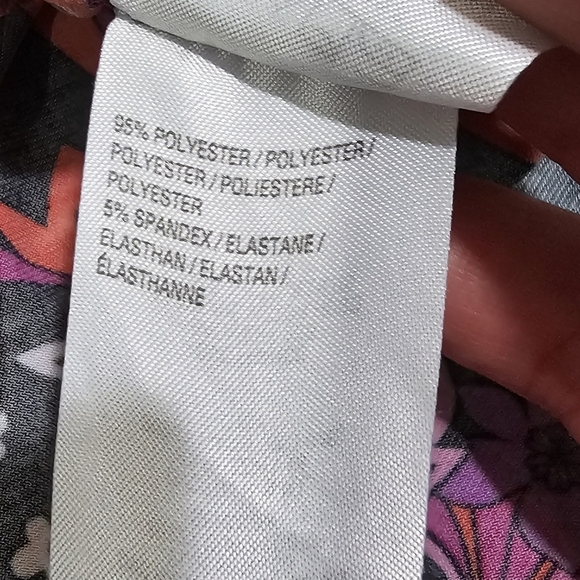 Bob Mackie Wearable Art Women’s 1X V-Neck Top Multicolor Abstract Floral Print - Picture 5 of 7